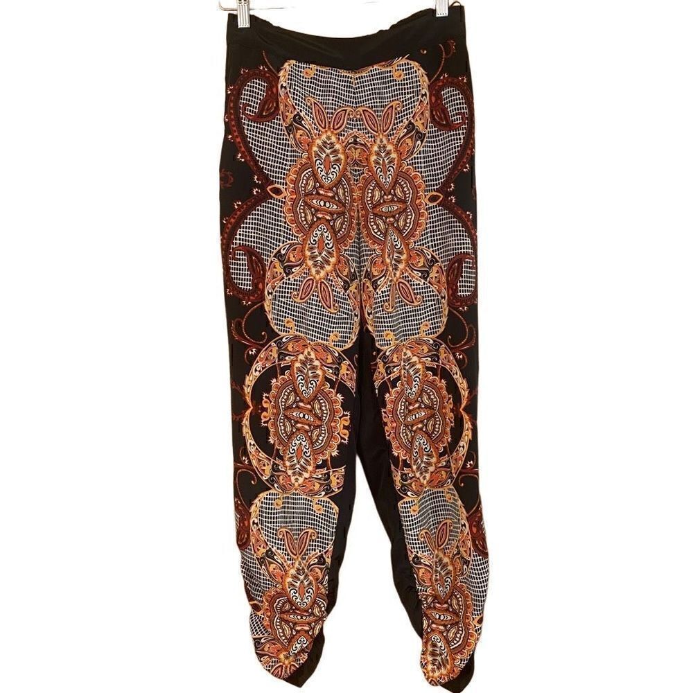 ASOS petite black tribal high waisted pants size 4